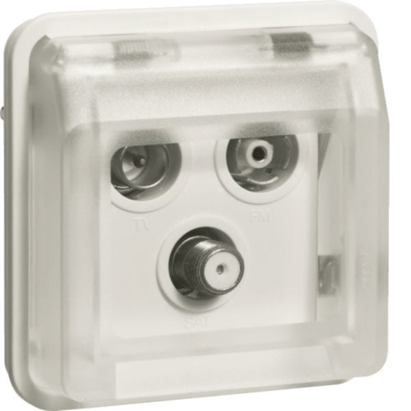 HAGER BOCCHIOTTI - Inserto presa TV tripla + coperch par./inc. terminale Serie W.1 bianco pol. opac