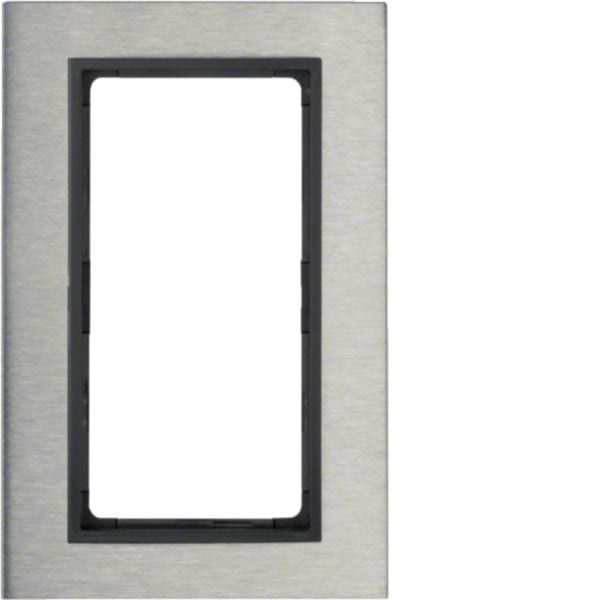 HAGER BOCCHIOTTI - Cornice con finestra grande B.7 acciaio inox/antracite opaco, metallo spazzolato