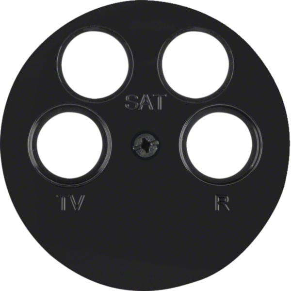 HAGER BOCCHIOTTI - Pezzo centrale x presa TV quadrupla ANKARO Berker R.1/R.3/R.classic nero lucido