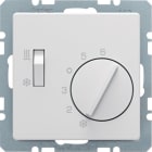 HAGER BOCCHIOTTI - Termostato, deviat., + pezzo c.le + comm. Estate/Inverno Q.x bianco polar vellut