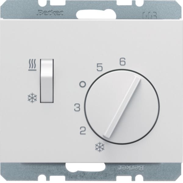 HAGER BOCCHIOTTI - Termostato, deviat., + pezzo c.le + comm. Estate/Inverno K.x bianco pol. luc.