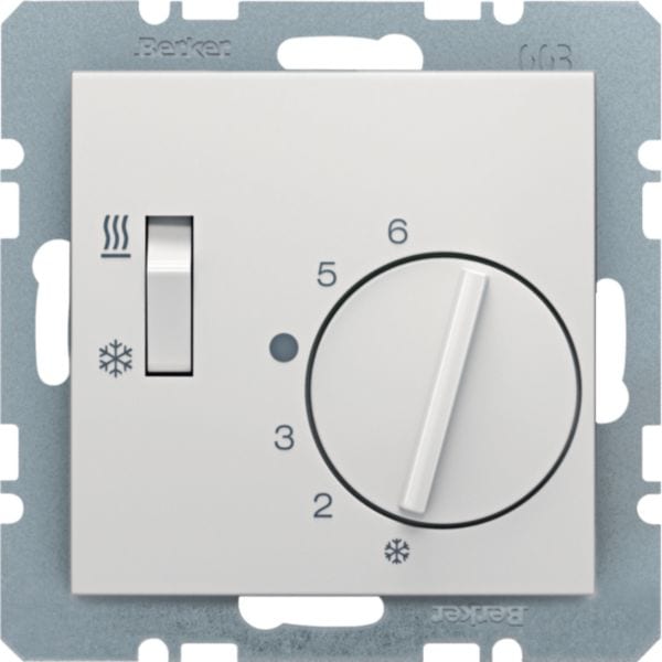 HAGER BOCCHIOTTI - Termostato, deviat., + pezzo c.le + comm. Estate/Inverno S.1 bianco pol. luc.