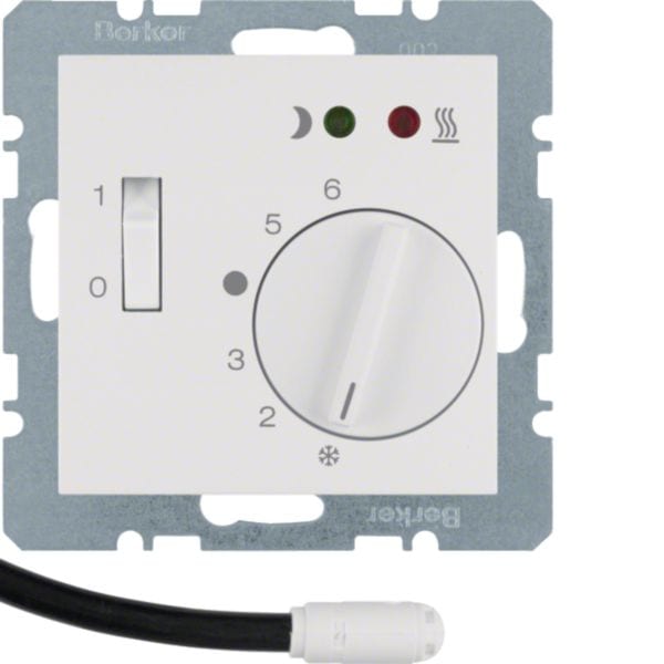 HAGER BOCCHIOTTI - Termost. cont. NA + mostrina x risc. a pavim. Serie S.1/B.3/B.7 bianco pol. opac