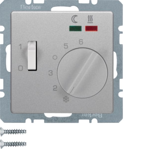 HAGER BOCCHIOTTI - Termostato cont. NA + pezzo c.le x risc. a pavim. Serie Q.1/Q.3 alu vellut vern.