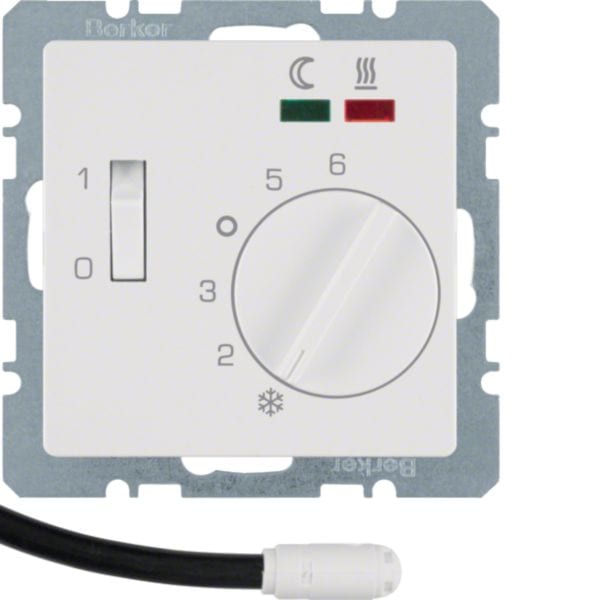 HAGER BOCCHIOTTI - Termost. cont. NA + mostrina x risc. a pavim. Serie Q.1/Q.3 bianco pol. vellut