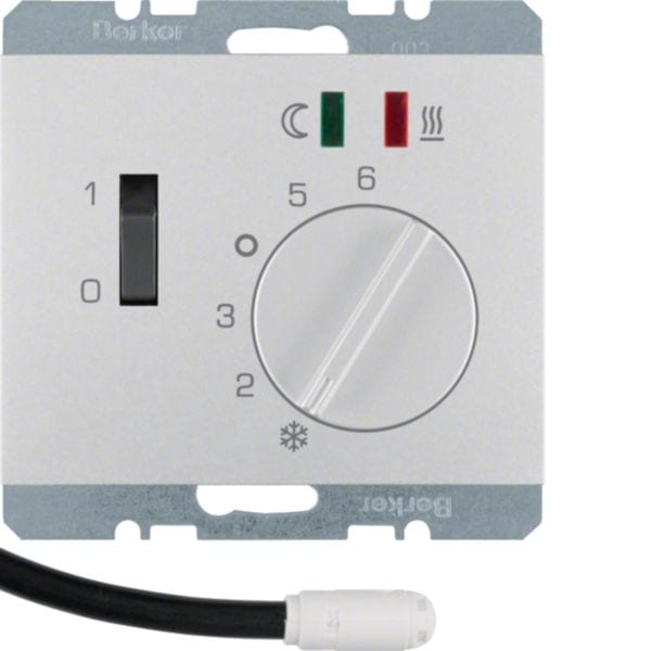 HAGER BOCCHIOTTI - Termostato cont. NA + pezzo c.le x risc. a pavim. Serie K.5 alu opac, vern.