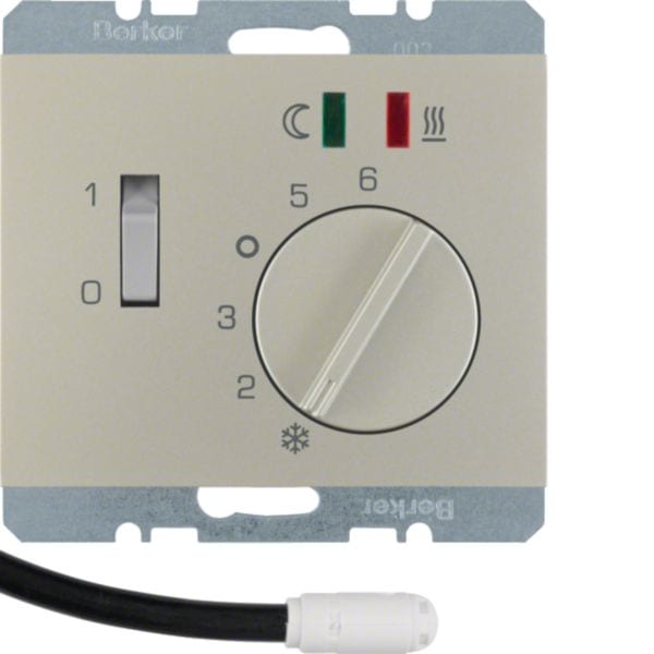 HAGER BOCCHIOTTI - Termost. cont. NA + mostrina x risc. a pavim. Serie K.5 acciaio inox opac vern.