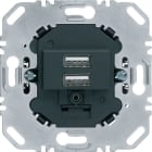 HAGER BOCCHIOTTI - Presa di ricarica USB doppia 230V 3A antracite, supporto angolare