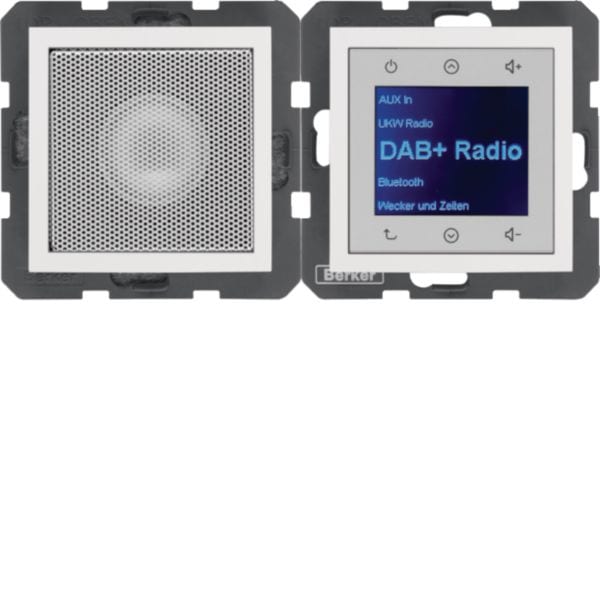 HAGER BOCCHIOTTI - Radio Touch con altoparlante DAB+ / Bluetooth, S.1 bianco polare lucido