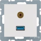 HAGER BOCCHIOTTI - Presa USB / 3,5 mm audio Berker S.1/B.3/B.7 bianco polare opaco