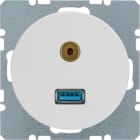 HAGER BOCCHIOTTI - Presa USB / 3,5 mm audio Berker R.1/R.3 bianco polare lucido