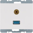 HAGER BOCCHIOTTI - Presa USB / 3,5 mm audio Berker K.1 bianco polare lucido