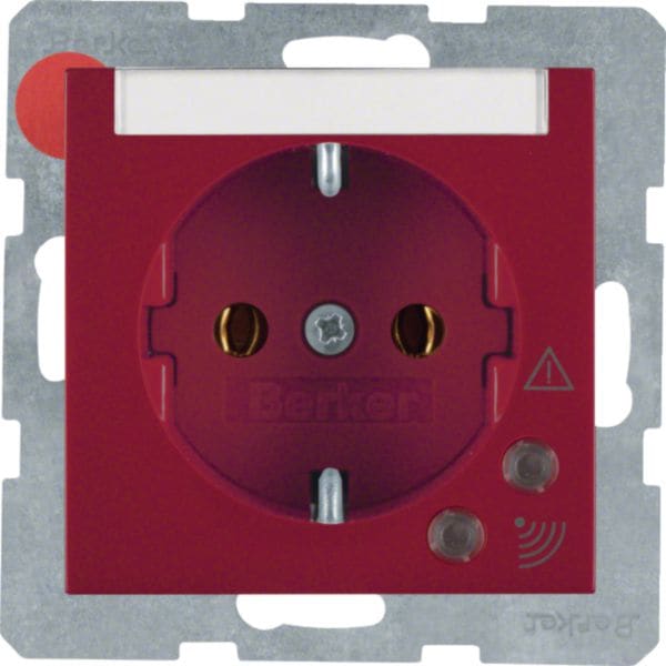 HAGER BOCCHIOTTI - Presa SCHUKO con protezione contro sovratensioni Berker S.1/B.3/B.7 rosso lucido