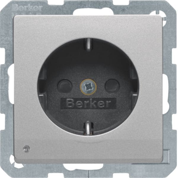 HAGER BOCCHIOTTI - Presa SCHUKO con luce di orientamento LED Berker Q.1/Q.3 alu velluto, vernic.