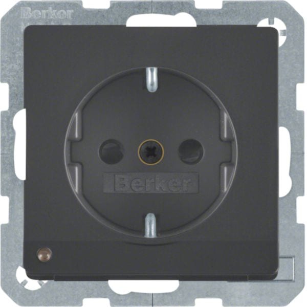 HAGER BOCCHIOTTI - Presa SCHUKO con luce di orientamento LED Q.1/Q.3 antracite velluto, verniciato