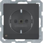 HAGER BOCCHIOTTI - Presa SCHUKO con luce di orientamento LED Q.1/Q.3 antracite velluto, verniciato