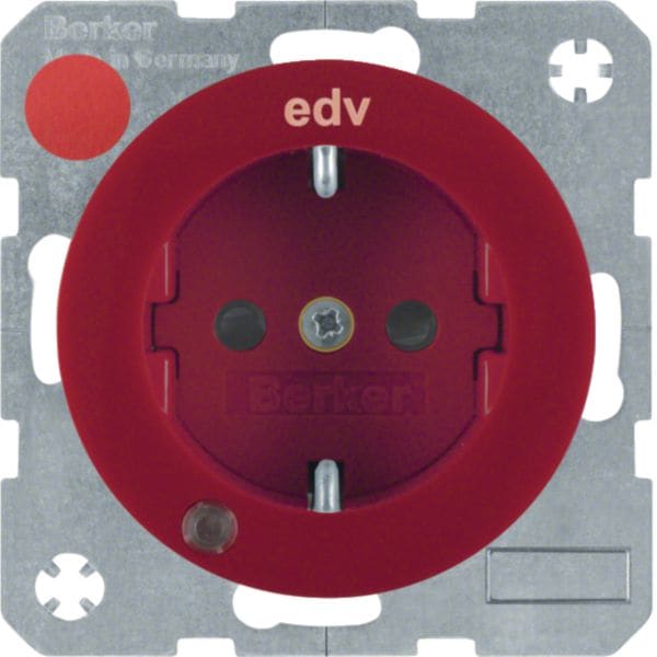 HAGER BOCCHIOTTI - P.SCHUKO + LED CTR. E ''EDV'' R1/R3 ROSSO