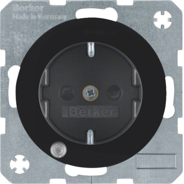 HAGER BOCCHIOTTI - Presa SCHUKO con LED di controllo Berker R.1/R.3 nero lucido