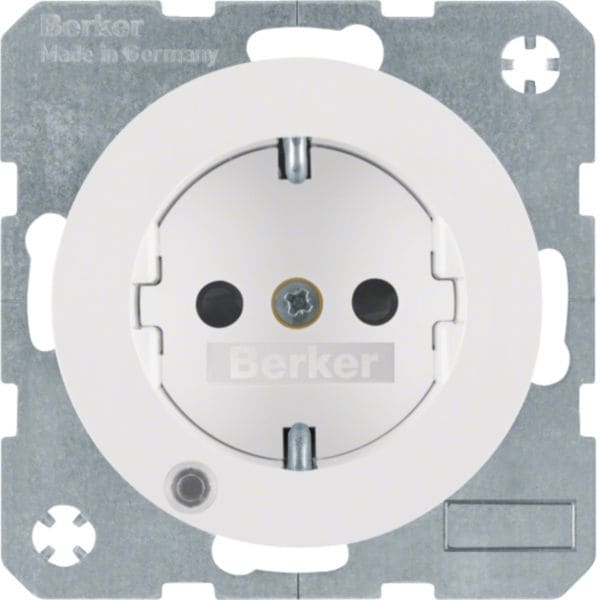 HAGER BOCCHIOTTI - Presa SCHUKO con LED di controllo Berker R.1/R.3 bianco polare lucido