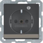 HAGER BOCCHIOTTI - Presa SCHUKO con LED di controllo Berker Q.1/Q.3 antracite velluto, verniciato