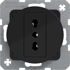 HAGER BOCCHIOTTI - Presa italiana con messa a terra 10 A/16 A Serie R.1/R.3 nero lucido