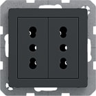 HAGER BOCCHIOTTI - Presa italiana con terra doppia 10 A/16 A Serie Q.1/Q.3 antrac.vellut, vern.