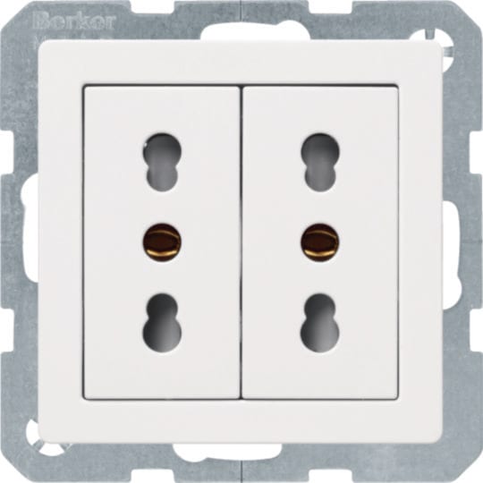 HAGER BOCCHIOTTI - Presa ITA con messa a terra doppia 10 A/16 A Serie Q.1/Q.3 Bianco pol. velluto