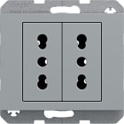 HAGER BOCCHIOTTI - Presa italiana con terra doppia 10 A/16 A Serie K.5 acciaio inox opac, vern.