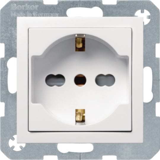 HAGER BOCCHIOTTI - Presa italiana con terra e SCHUKO 10 A/16 A Serie S.1/B.3/B.7 bianco pol. opac