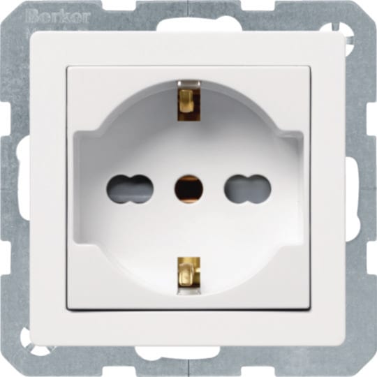 HAGER BOCCHIOTTI - Presa ITA con messa a terra e SCHUKO 10 A/16 A Serie Q.1/Q.3 Bianco pol. Vellut