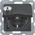 HAGER BOCCHIOTTI - Presa SCHUKO con mors. sollev. a vite, anta battente, serratura, antracite opaco