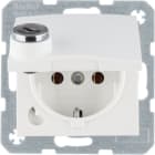 HAGER BOCCHIOTTI - Presa SCHUKO mors. sollev. a vite, porta a soffietto, serr., bianco pol. laccato