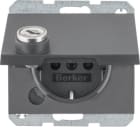 HAGER BOCCHIOTTI - Presa SCHUKO con mors. sollev. a vite, anta battente, serr., K.1, antrac. opaco
