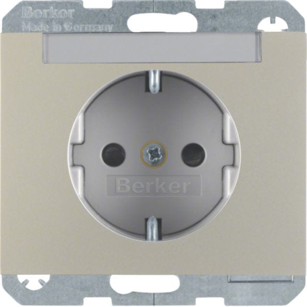 HAGER BOCCHIOTTI - Presa SCHUKO con portaetichetta Berker K.5 acciaio inox opaco, verniciato