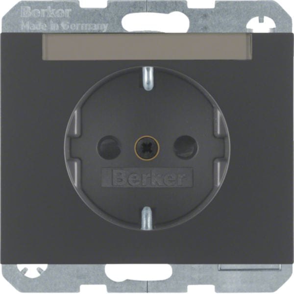 HAGER BOCCHIOTTI - Presa SCHUKO con portaetichetta Berker K.1 antracite opaco, verniciato