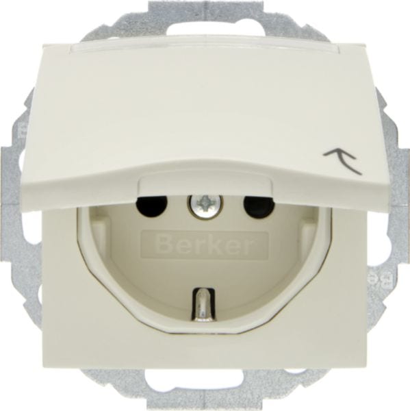 HAGER BOCCHIOTTI - Presa SCHUKO con coperchio a cerniera Serie S.1 bianco lucido
