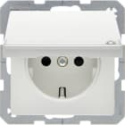 HAGER BOCCHIOTTI - Presa SCHUKO con coperchio a cerniera Serie Q.1/Q.3 bianco polare velluto