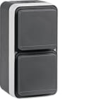 HAGER BOCCHIOTTI - Presa SCHUKO doppia vert. con coperchio Serie W.1 grigio/grigio chiaro opac