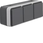 HAGER BOCCHIOTTI - Presa SCHUKO tripla orizz. con coperchio Serie W.1 grigio/grigio chiaro opac