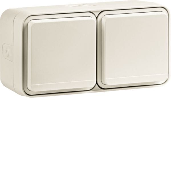 HAGER BOCCHIOTTI - Presa SCHUKO doppia orizz. con coperchio a parete Serie W.1 bianco pol. opac