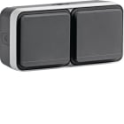 HAGER BOCCHIOTTI - Presa SCHUKO doppia orizz. con coperchio Serie W.1 grigio/grigio chiaro opac