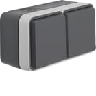 HAGER BOCCHIOTTI - Presa SCHUKO doppia orizz. + coperch da muro Serie W.1 gri/gri chiar op
