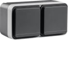 HAGER BOCCHIOTTI - Presa SCHUKO doppia orizz. + coperch da muro Serie W.1 grigio/grigio chiaroopac