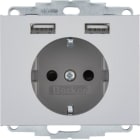 HAGER BOCCHIOTTI - Presa SCHUKO/USB, K. x alu opaco