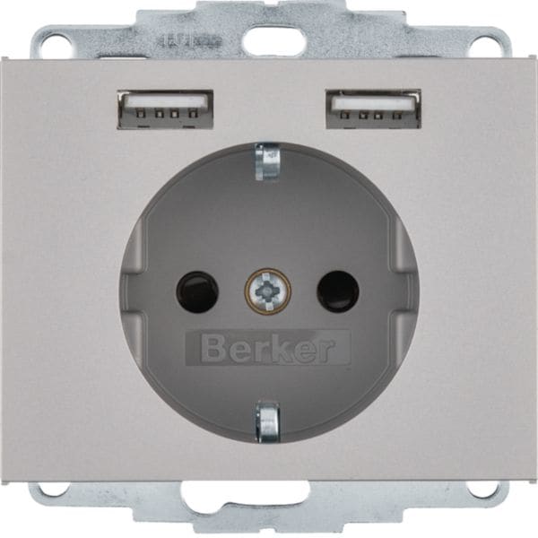 HAGER BOCCHIOTTI - Presa SCHUKO/USB, K. x acciaio inox