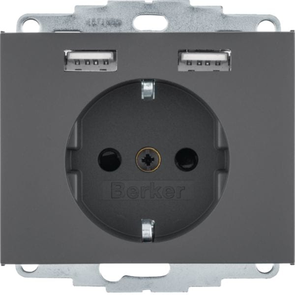 HAGER BOCCHIOTTI - Presa SCHUKO/USB, K. x antracite opaco