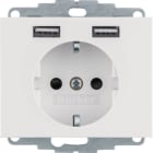 HAGER BOCCHIOTTI - Presa SCHUKO/USB, K. x bianco polare lucido