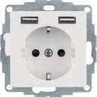 HAGER BOCCHIOTTI - Presa SCHUKO/USB, S.1 bianco polare lucido