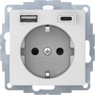 HAGER BOCCHIOTTI - Presa SCHUKO/USB A-C, S.1 / B.x bianco polare opaco