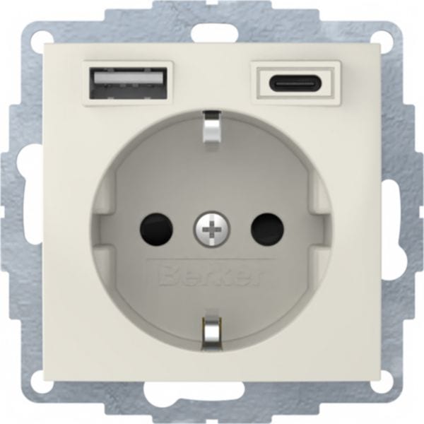 HAGER BOCCHIOTTI - Presa SCHUKO/USB A-C, S.1, bianco lucido